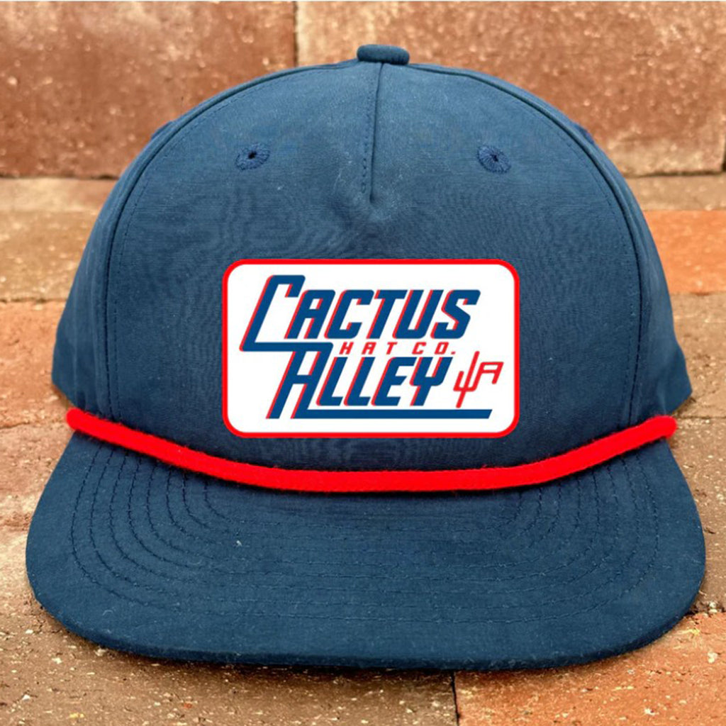 Blue Snapback with Red Rope and Retro Patch