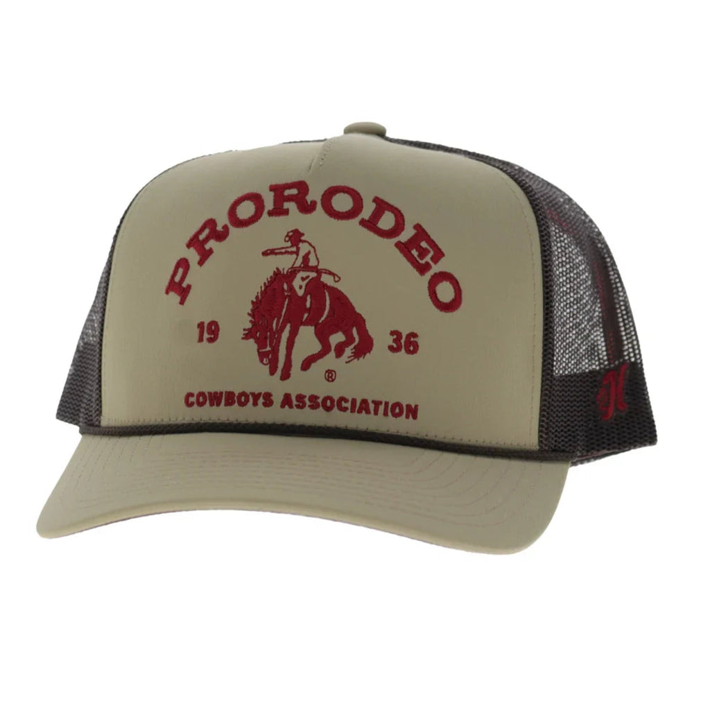 Hooey tan and brown trucker cap featuring a structured front, western-style design.