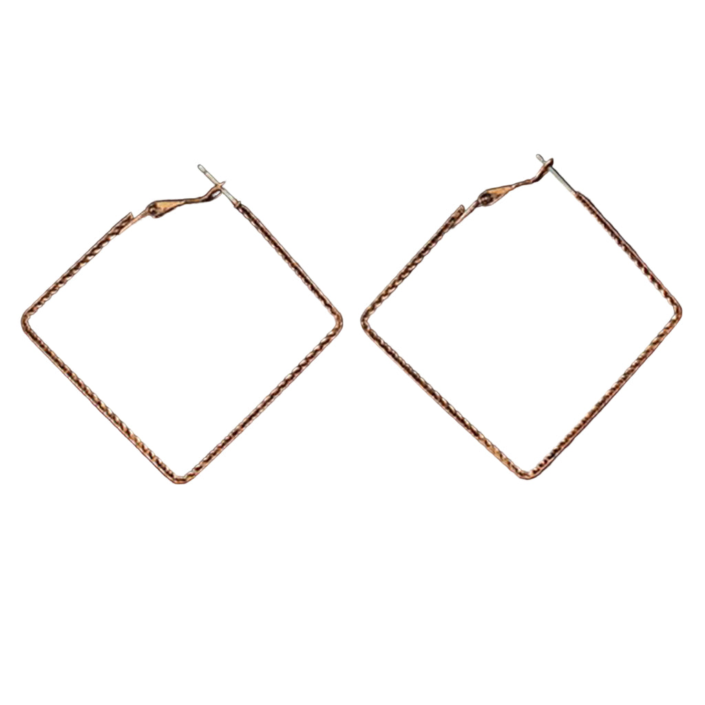 Pair of copper square hoop earrings