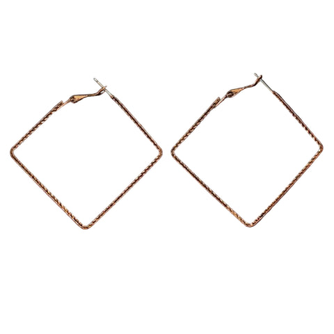 Pair of copper square hoop earrings