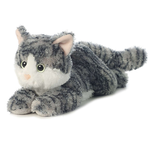 12" Grey and White Stuffed Cat