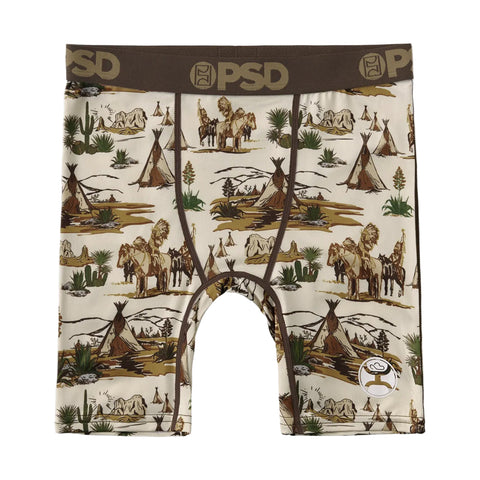 Hooey Vintage youth boxer briefs with desert landscape and cowboy graphics, soft waistband, and moisture-wicking fabric