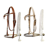 Leather futurity knot rawhide braided show bosal with mecate reins