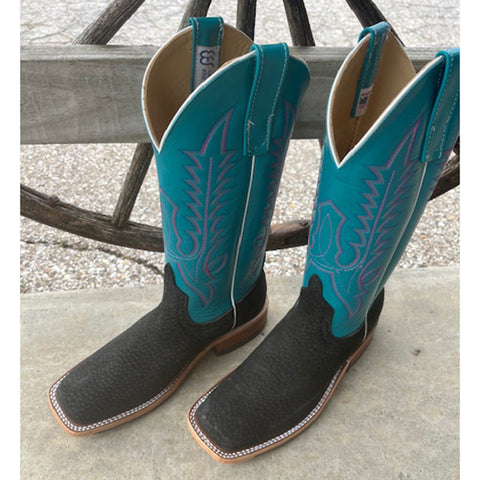 Anderson Bean Women's Black Carpincho & Teal Boots