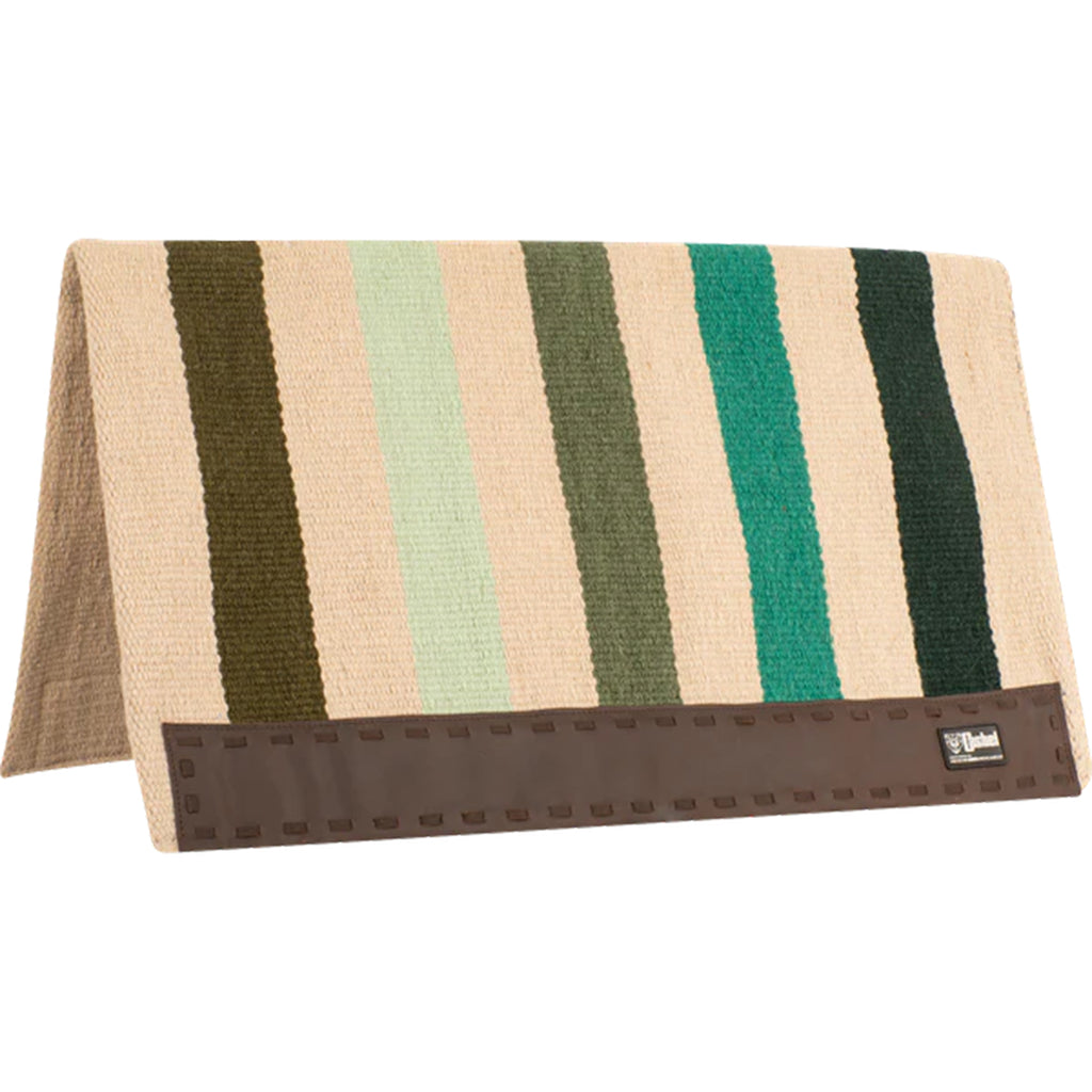 Side view of Green Casa Zia Saddle Blanket.