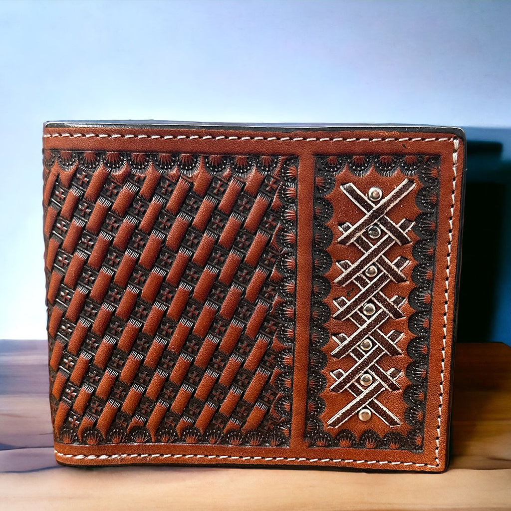Twisted X Basket Raw Spot Rawhide Weave Bifold