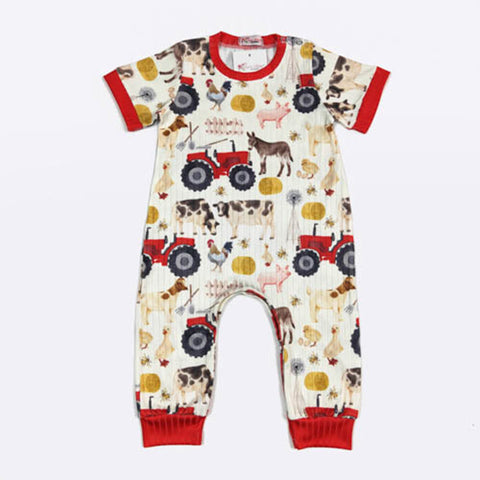 Kid's Clover Cottage Red Tractor Romper