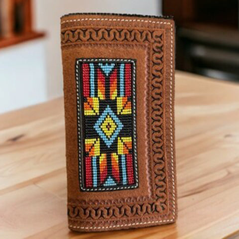 Twisted X Roughout/Beaded Rodeo Wallet/Checkbook