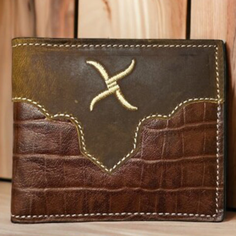 Twisted X Brown Gator Print Bifold