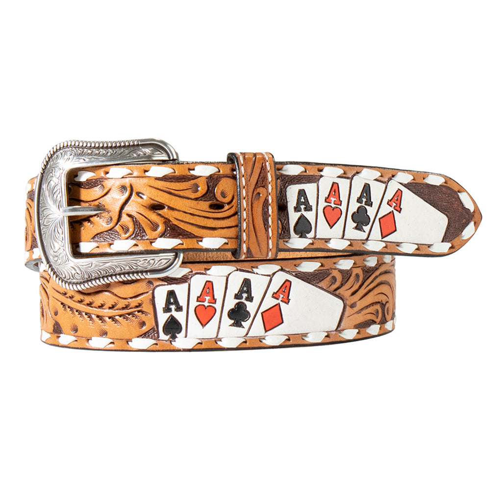 3D Men's Brown Ace of Cards Belt