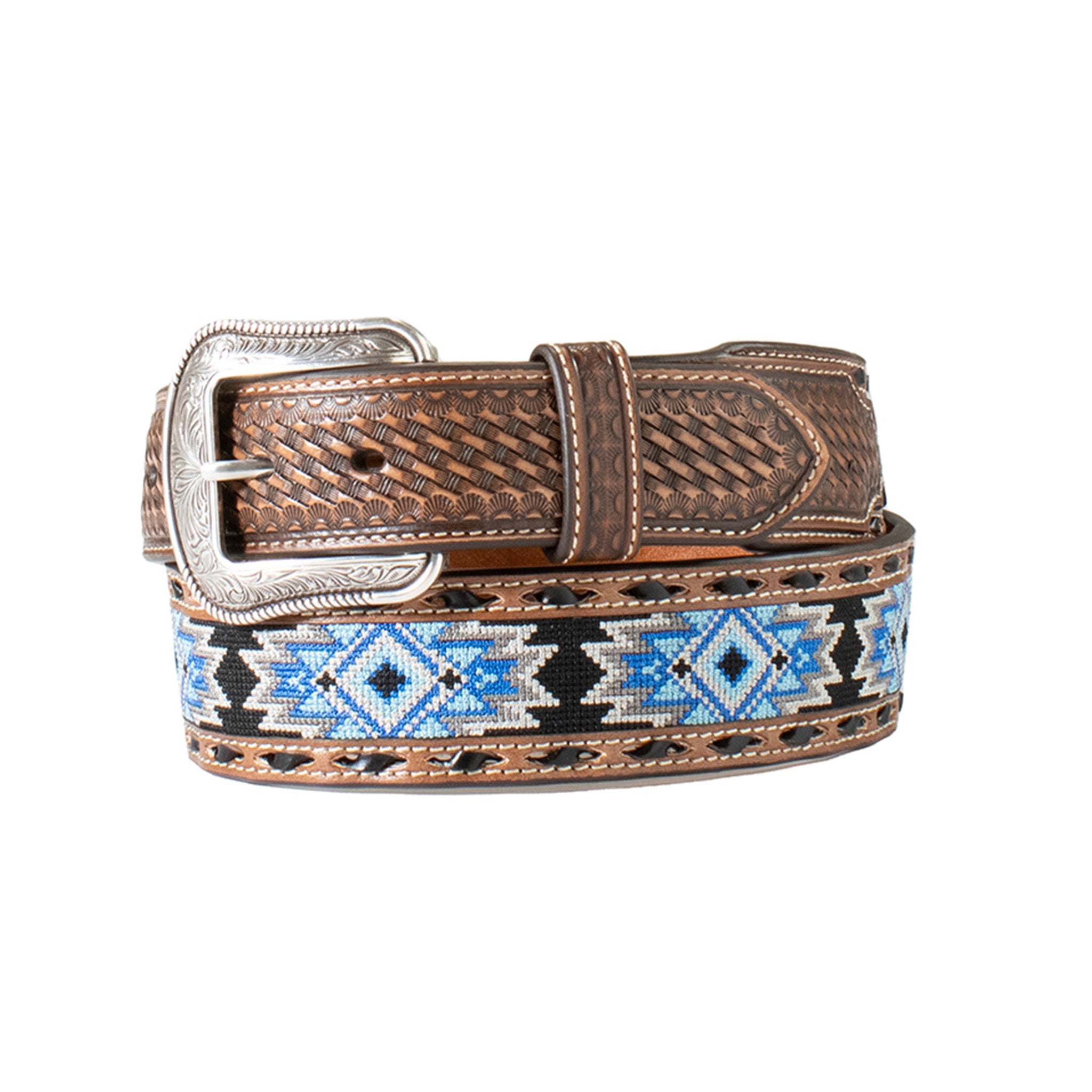 3D Men s Belt Blue Diamond Inlay Belt