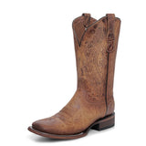 Circle G Men's Distressed Honey Embroidery Square Toe Boots 