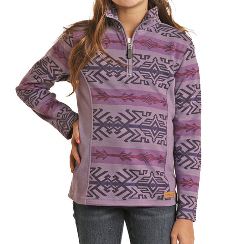 Powder River Girl's Aztec Violet 1/4 Zip Henley