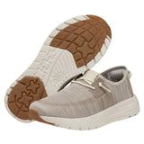 Sirocco Women's lightweight beige sneakers pair with bottom view of one shoe