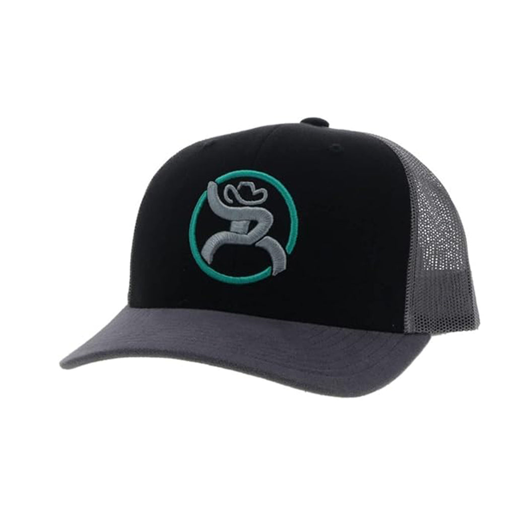 HOOEY Youth Adjustable Snapback Mesh Back Trucker Hat (Strap - Black/Grey)