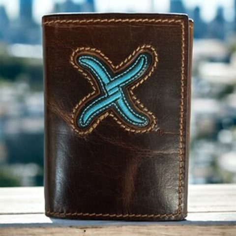 Twisted X Tan Distressed Turquoise X Trifold