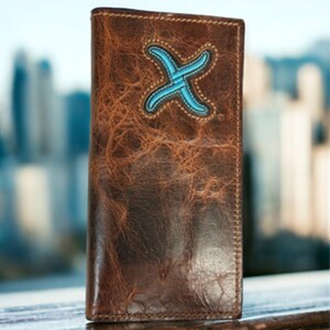 Twisted X Distressed Brown/Turquoise Rodeo Wallet/Checkbook