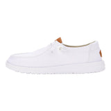 women's white stretch canvas shoes left side