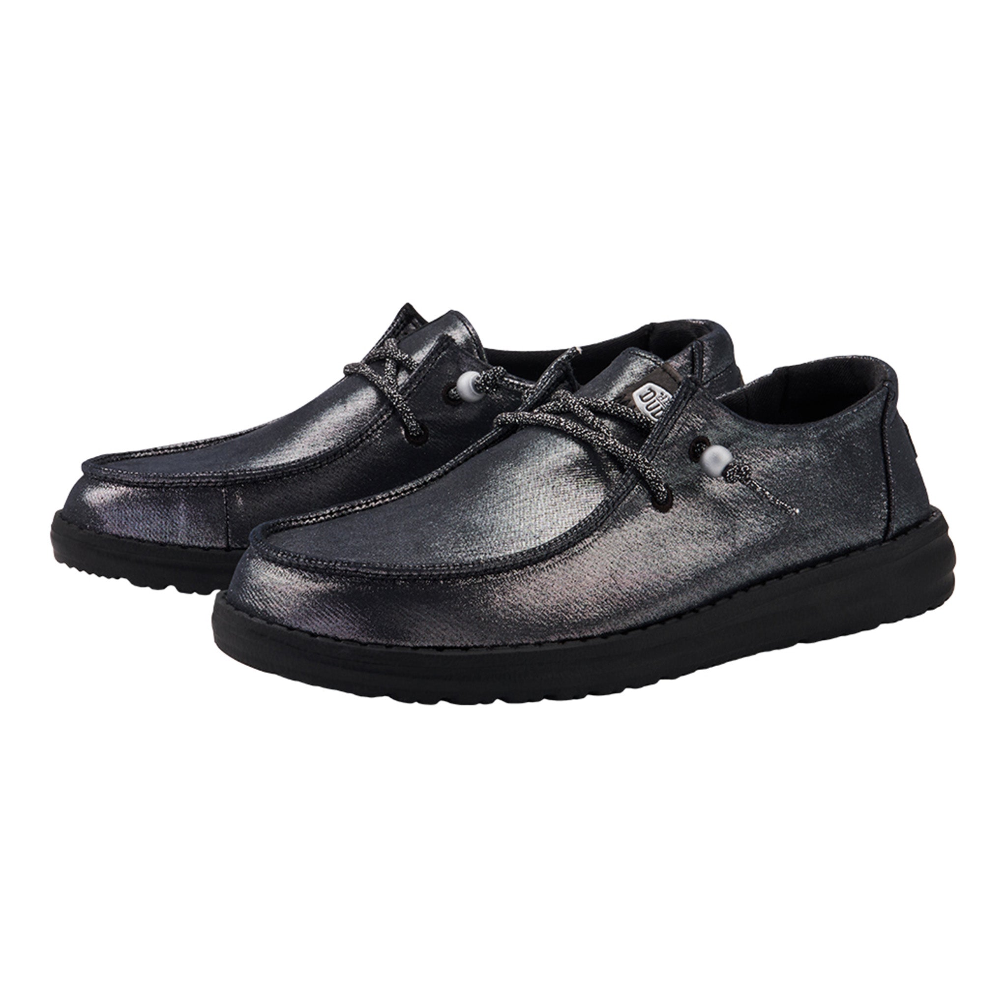 hey dude dress shoes Hey Dude Wendy Metallic Shine Black