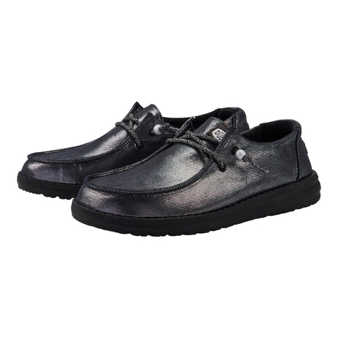 Metallic Shine Black Slip-on Shoes