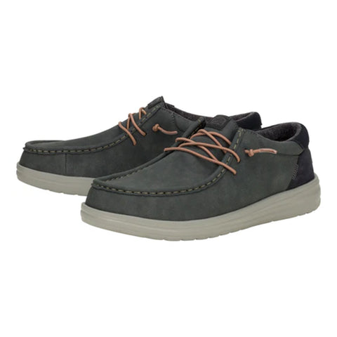 Men's casual shoes in black oyster color with suede detailing