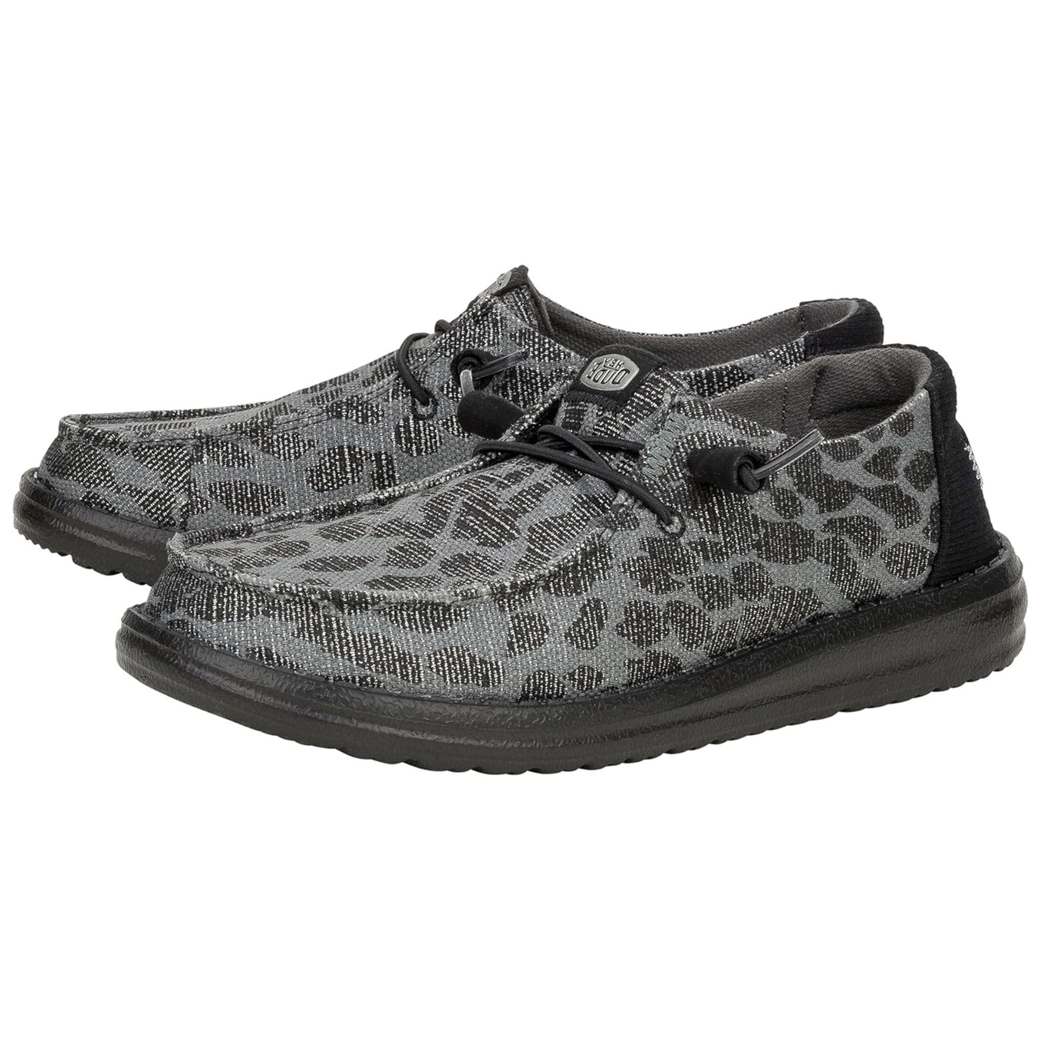 Hey Dude Women's Wendy Leopard Sparkle Black Shoes