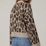 Back side of Cheetah Print Sweater Cardigan 