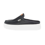 Hey Dude Womens Austin Lift Black Leather Slip On Outside VIew