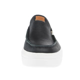 Hey Dude Womens Austin Lift Black Leather Slip On Front View