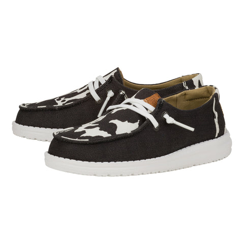 Youth Black and White Cow Print Shoes Pair View