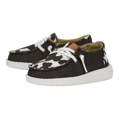 Hey Dude Toddler Black and White Cow Print Shoes