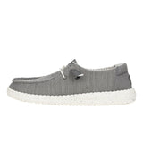 women's grey stretch mesh shoe in dark gray with white bottom
