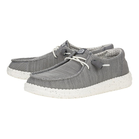women's grey stretch mesh shoe in dark gray with white bottom