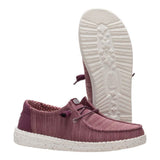 women's burgundy slip-on lightweight shoes side and sole view