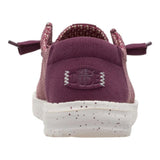 women's burgundy slip-on lightweight shoes heel view