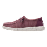 women's burgundy slip-on lightweight shoes left side view