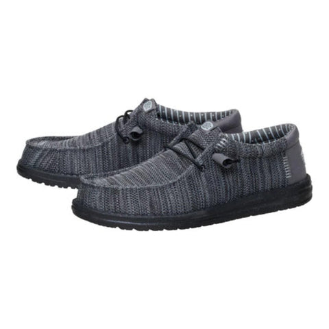 black and grey mesh material men's slip on shoes