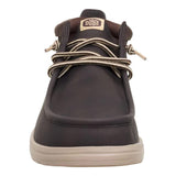 men's brown mid ankle height boot with grip bottom