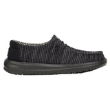 youth shoes with stretchy mesh in black color with black elastic laces