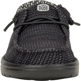 youth shoes with stretchy mesh in black color with black elastic laces