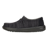 youth shoes with stretchy mesh in black color with black elastic laces