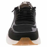 women's black casual sneaker with white lightweight outsole