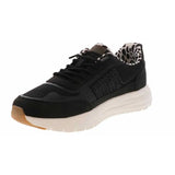 women's black casual sneaker with white lightweight outsole