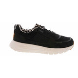 women's black casual sneaker with white lightweight outsole