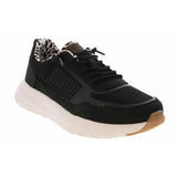 women's black casual sneaker with white lightweight outsole