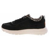 women's black casual sneaker with white lightweight outsole