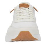 women's white mesh shoe with a lateral stitch cage detailing, plus a lightweight rubber outsole