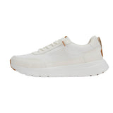 women's white mesh shoe with a lateral stitch cage detailing, plus a lightweight rubber outsole