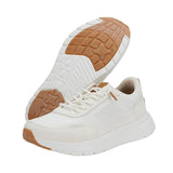 women's white mesh shoe with a lateral stitch cage detailing, plus a lightweight rubber outsole