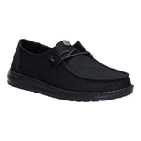 Women's black slip-on casual shoes with subtle shimmer effect